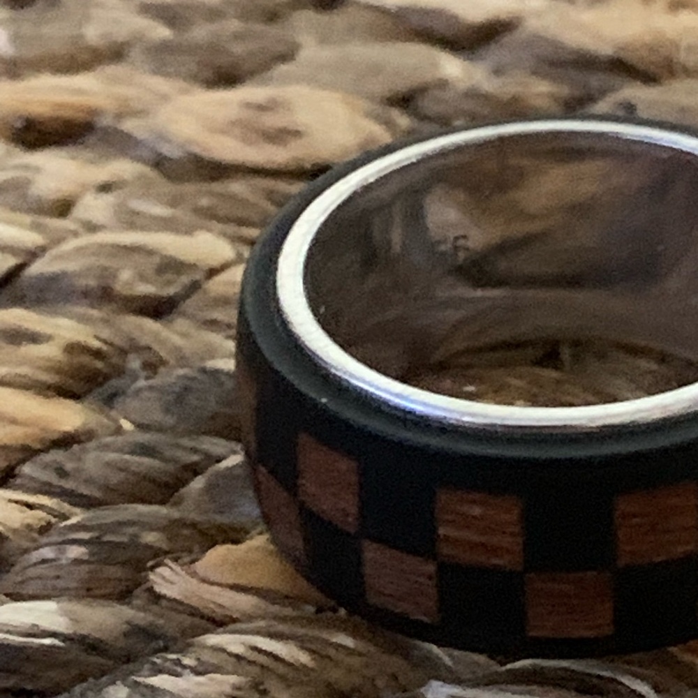 Louis Vuitton Damier Tiger Wood Brass Ring - size 56 - Picture 3 of 4